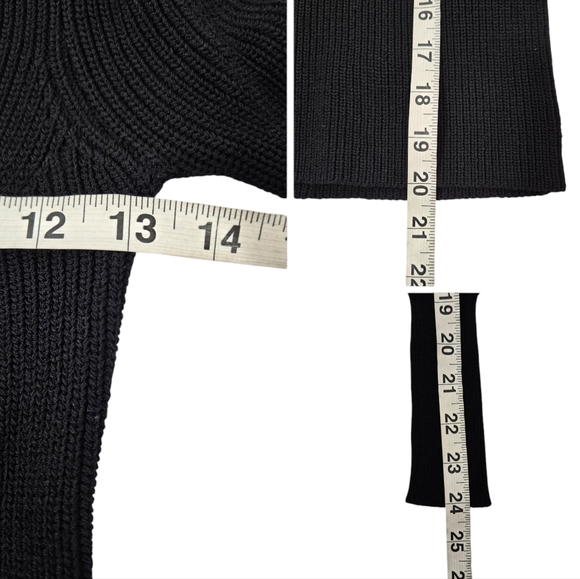 Zara Baloon Puff Sleeve Ribbed Crewneck Jet Black Sweater - Picture 13 of 13